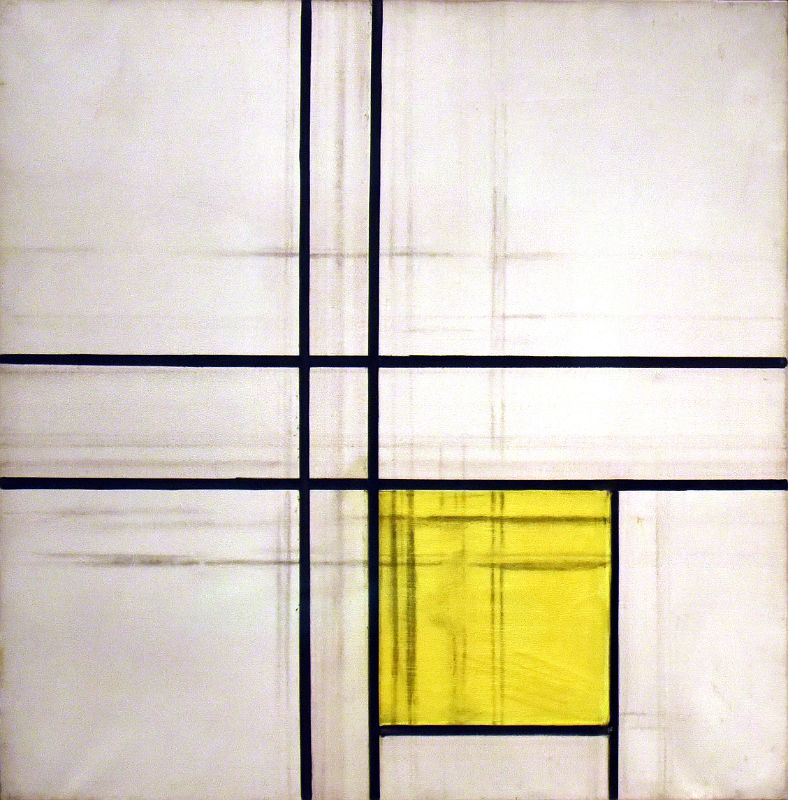 Piet Mondrian 1934 Composition With Double Lines and Yellow (unfinished) From Deutsche Bank Collection At New York Met Breuer Unfinished